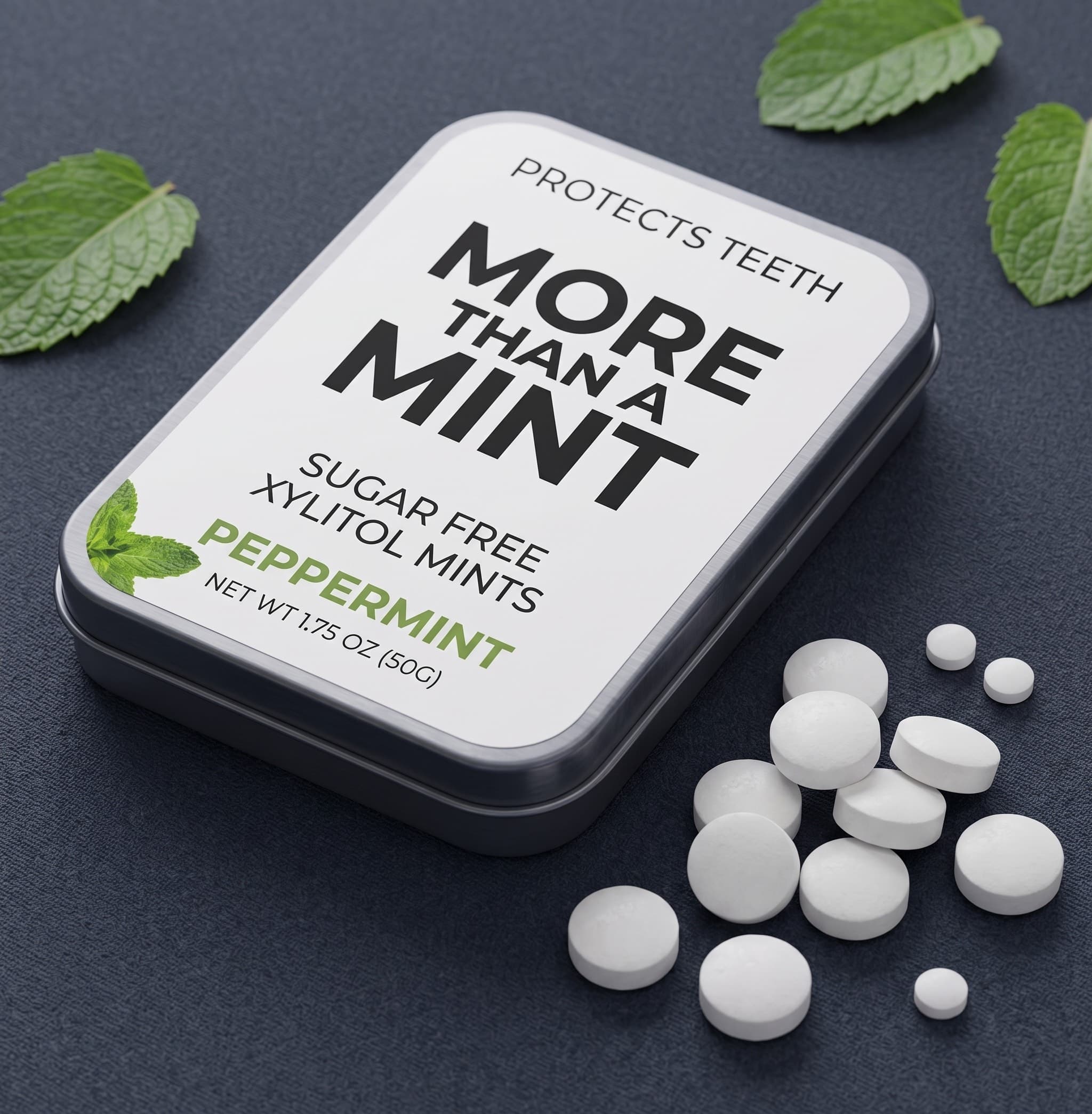 Tin of More Than A Mint peppermint mints